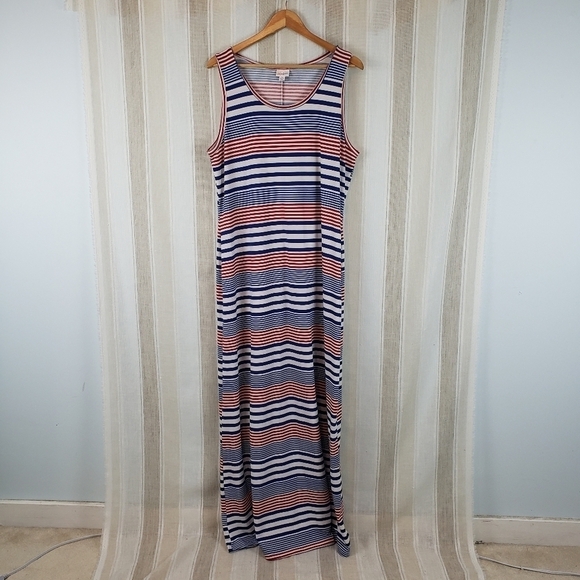 Lularoe Striped Sleeveless Maxi Dress Size 2X - Picture 1 of 6